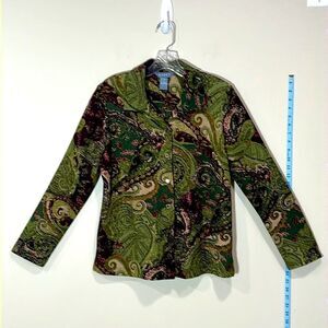 Green Paisley Print Button Up Dress Shirt By KORET. Size Medium.